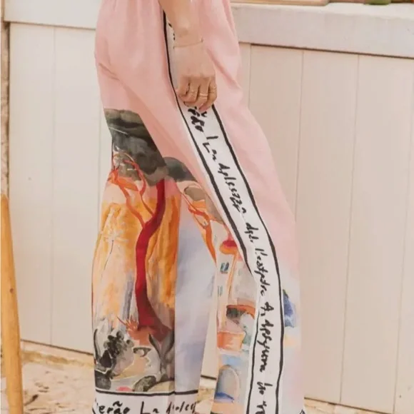 ITALIAN Artistic Pink Wide Leg Women's Pants